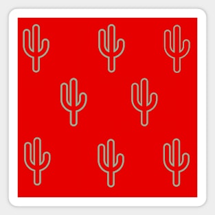 Green Cactus Outline and Red Background Magnet